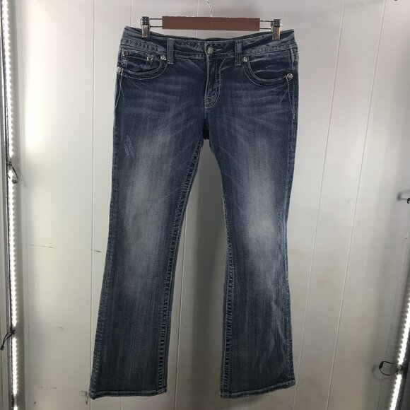 Miss Me JE5736BR fluer de lis crystals leather boot cut size 30 - Picture 1 of 8